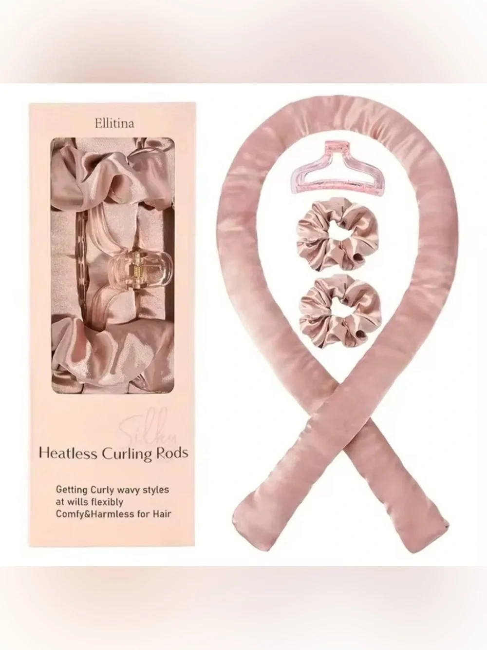 Satin Heatless Curling Rod Set — Rose Blush